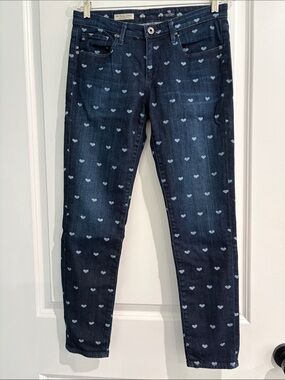 AG Adriano Goldschmied Heart Print Stevie Ankle cropped Jeans sz 29